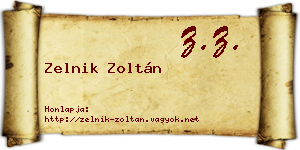 Zelnik Zoltán névjegykártya
