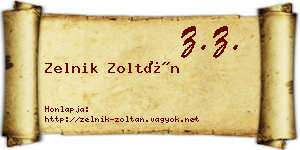 Zelnik Zoltán névjegykártya